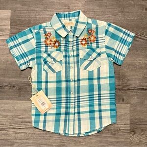 Shyanne Western Flare Embroidered Plaid Kid’s Shirt. Size 2T. NWT